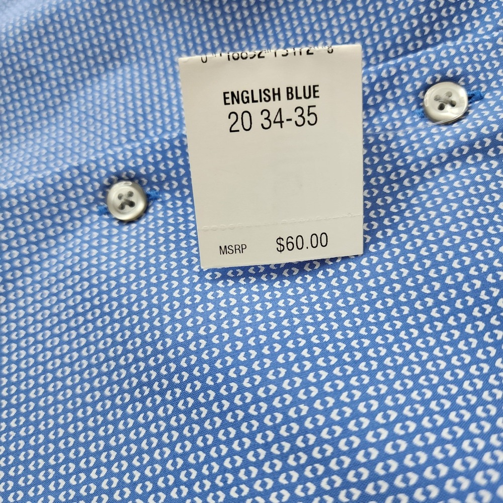 Van Heusen Flex Big Fit Mens Dress Shirt Blue Geometric Stretch Long Sleeve NEW - Picture 11 of 12